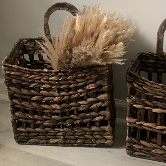 Mikasa set of 2 rattan woven straw hanging basket home decor storage organize - Picture 8 of 16